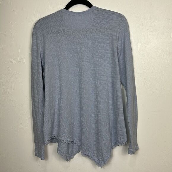 Wilt Lace-Trim Asymmetric Long Sleeve Round Neck Tee In Blue Size XS - Picture 4 of 9